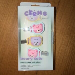 NEW The Creme Shop Set Of 4‎ Beary Cute Crease-Free Hair Clips K Beauty